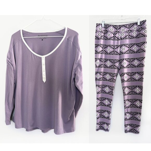 Pendleton Other - Pendleton Pajama Set Women L/XL Purple Southwestern Aztec Cozy Lounge Sleepwear